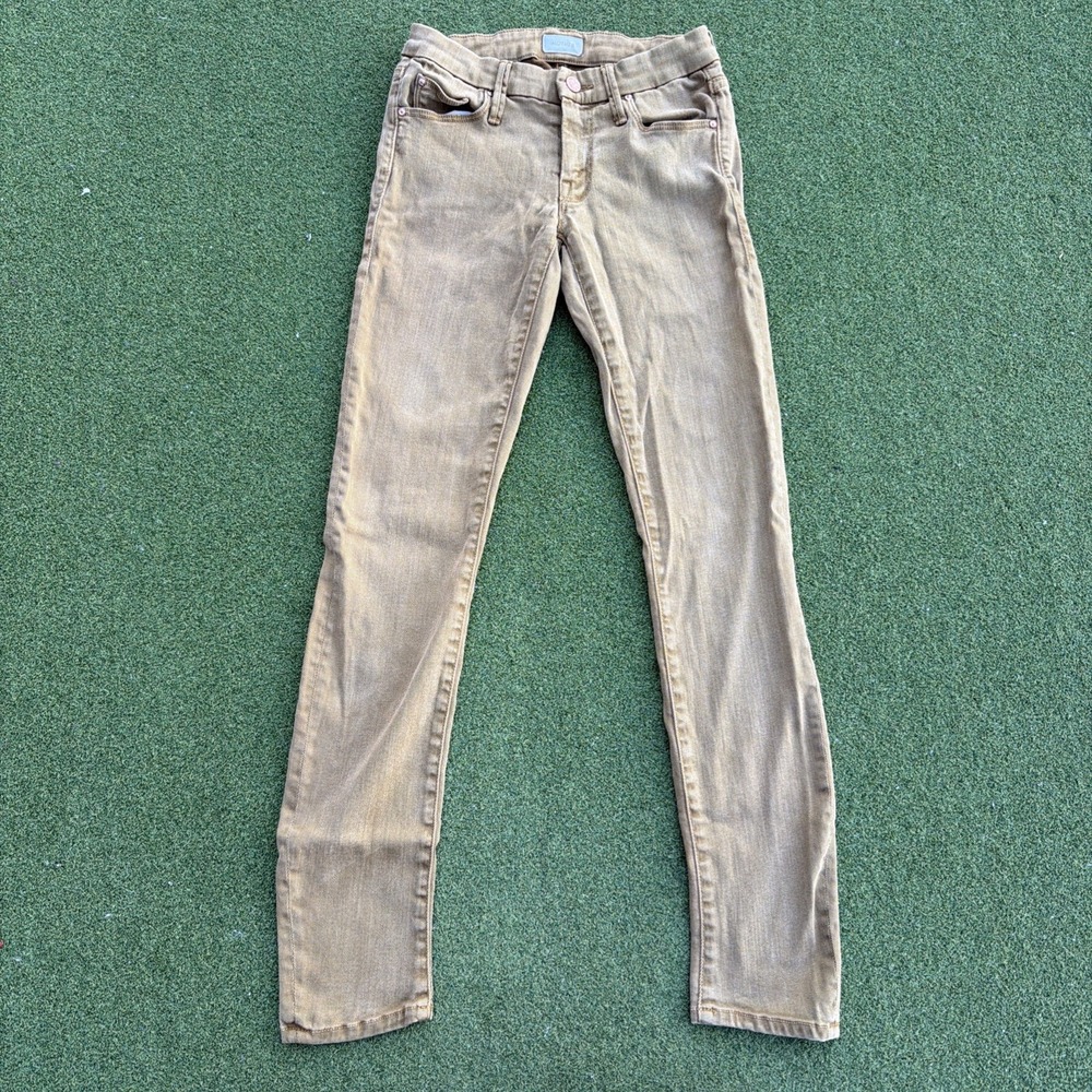 Mother Skinny Bobbin Grey Jeans Womens Size 24 Brown Tan Denim